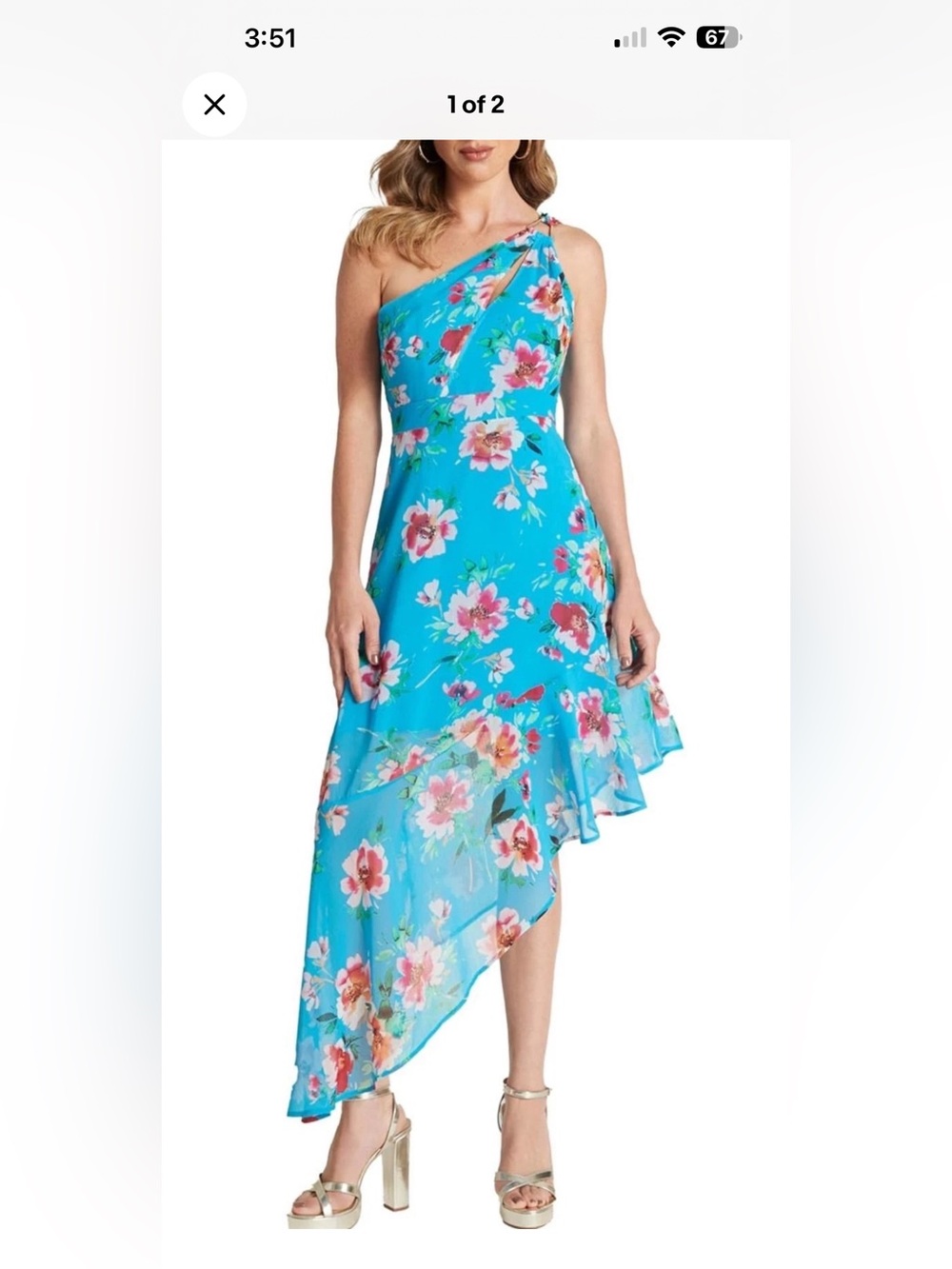 GUESS Women's One Shoulder Veronique Dress Damalla Floral Print Sz 16